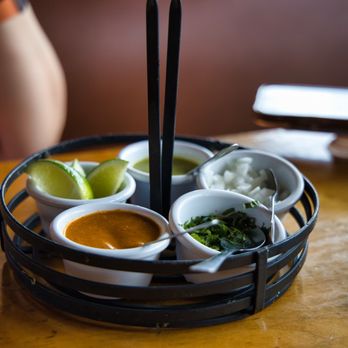 El Tizoncito - Salsa tray - Mexican Near Me - Dallas, Texas El Tizoncito - Salsa tray - Mexican Near Me - Dallas, Texas