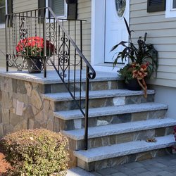 Mass Patio & Masonry - Beautiful mosaic style veneer stone steps in South Easton, Ma.