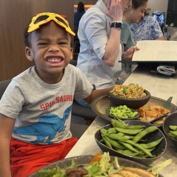 Aburi Sushi - Grilled chicken Tumeric Salad, Edamame & kids fried rice & dumplings with my favorite date - Sushi Bars Near Me - Houston, Texas Aburi Sushi - Grilled chicken Tumeric Salad, Edamame & kids fried rice & dumplings with my favorite date - Sushi Bars Near Me - Houston, Texas