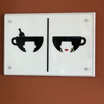 Afro Joe’s Coffee & Tea - Love this. Bathroom door sign - Coffee & Tea Near Me - Chicago, Illinois