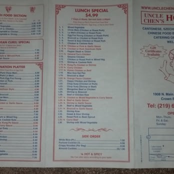 Uncle Chen's Hot Wok - Menu Back - Chinese Near Me - Crown Point, Indiana Uncle Chen's Hot Wok - Menu Back - Chinese Near Me - Crown Point, Indiana
