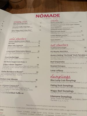 Menu photo 1 Nomade Boca Raton, FL