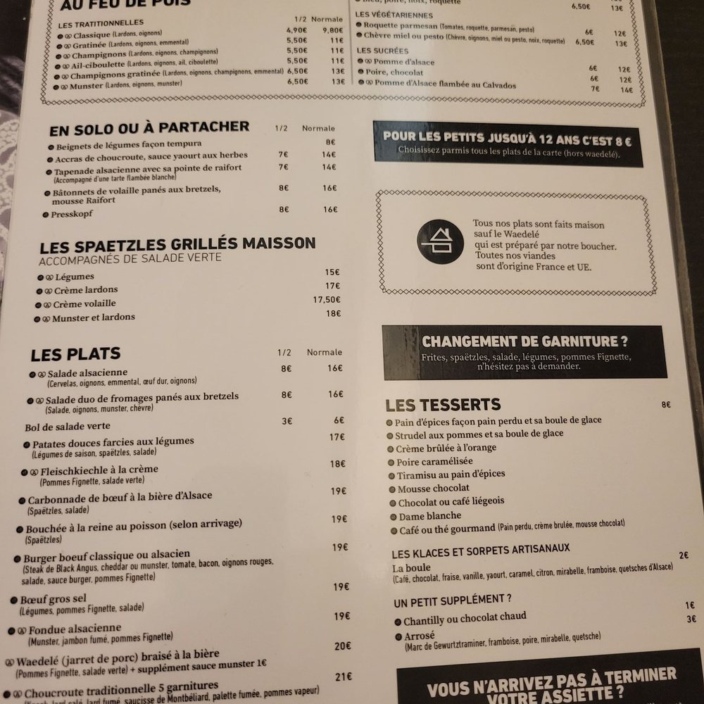 La Fignette - It's fun reading the menu where everything is written the way people with a strong accent would talk - Alsatian Near Me - Strasbourg, 67