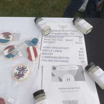 Springville Farmers Market - Baked goods and price list for meats per pound@ Highland Acres Farm/ Springville Farmer's Market - Farmers Market Near Me - Springville, New York