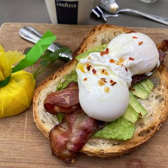 Orange Blossom - Breakfast
Poached egg over avocado and bacon on Toasted Homemade bread- Before the puncture. - Breakfast & Brunch Near Me - Miami Beach, Florida Orange Blossom - Breakfast
Poached egg over avocado and bacon on Toasted Homemade bread- Before the puncture. - Breakfast & Brunch Near Me - Miami Beach, Florida