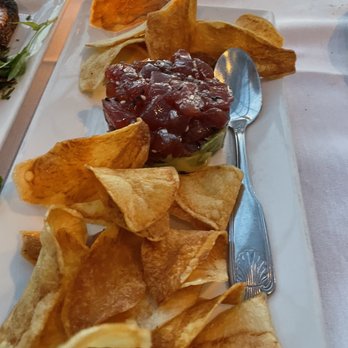 Kennedy's Restaurant - Tuna Tartare with avocado, with Ginger-Lime-Soy Wasabi, and Homemade Potato Crisps Delicious and fresh! - New American Near Me - Breezy Point, New York Kennedy's Restaurant - Tuna Tartare with avocado, with Ginger-Lime-Soy Wasabi, and Homemade Potato Crisps Delicious and fresh! - New American Near Me - Breezy Point, New York