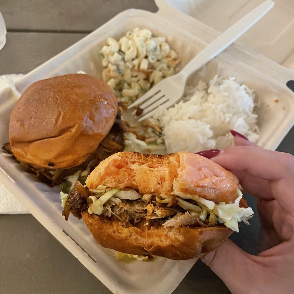 Pork Sliders with mac & rice