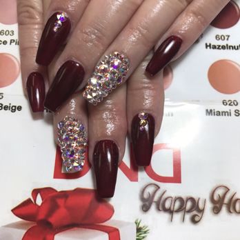Love Nails - Mahogany brown coffin style nails with crystals - Nail Technicians Near Me - Chino, California Love Nails - Mahogany brown coffin style nails with crystals - Nail Technicians Near Me - Chino, California