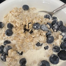 Olalla U-Pick Blueberry Farm - Delicious organic blueberries in oatmeal with cream! Blueberry Scones are next on the menu!