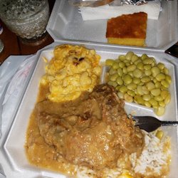 Brown's Soul Food Restaurant & Catering - All for 6.50 and it's good smothered chicken rice Lima bean and mac and cheese....