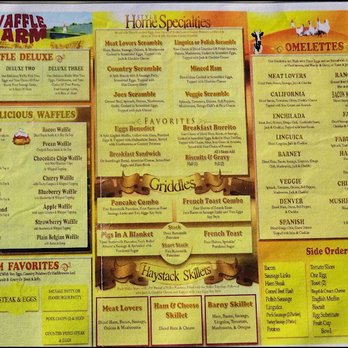 Waffle Farm - The breafast section of the menu has all of your breakfast bases covered, and should bring a smile to all breakfast lovers. - Breakfast & Brunch Near Me - Lincoln, California Waffle Farm - The breafast section of the menu has all of your breakfast bases covered, and should bring a smile to all breakfast lovers. - Breakfast & Brunch Near Me - Lincoln, California