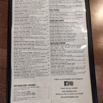 The Refuge - Beverage Menu. 07/2021 - Burgers Near Me - San Mateo, California