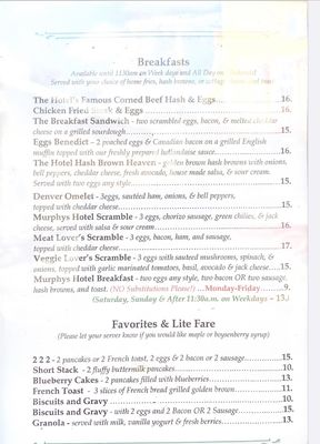 Menu photo 5 Murphys Hotel Saloon Murphys, CA