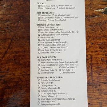 Kith And Kin - Bloody Mary menu. Seriously good drinks! - Breakfast & Brunch Near Me - Hudson, Massachusetts