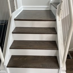 Beautifully finished stairs, landing and matching floors.