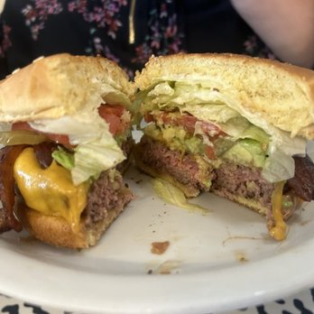 Big Joe's - San Bruno - Cross section of burger, pink & juicy. - Diners Near Me - San Bruno, California