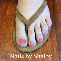 Nails by Shelby - Pedicure with a free hand chevron design!