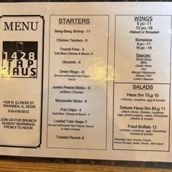 1428 Tap Haus - Menu