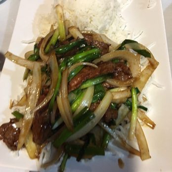 Haang's Bistro - Mongolian Beef over steamed rice. - Chinese Near Me - Walled Lake, Michigan