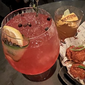 Vanderpump A Paris - Pinky's poison, an Apple butter Old Fashion. Sorry forgot the name. 2nd app the crab hush puppies? Lol! Not sure if actual name. - French Near Me - Las Vegas, Nevada Vanderpump A Paris - Pinky's poison, an Apple butter Old Fashion. Sorry forgot the name. 2nd app the crab hush puppies? Lol! Not sure if actual name. - French Near Me - Las Vegas, Nevada