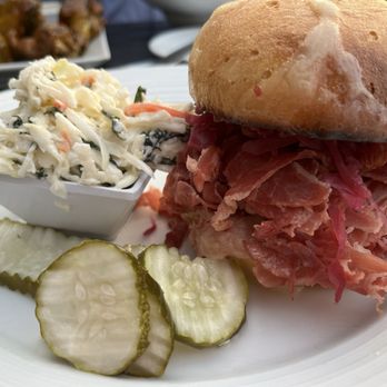 Paddy's Irish Pub & Restaurant - Hot corned sandwich on gf bun - Gastropubs Near Me - Bar Harbor, Maine