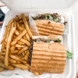 Steak and cheese with fries