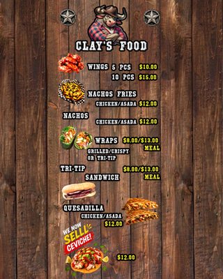 Menu photo 1 Clay's Bar & Grill Bakersfield, CA Menu photo 1 Clay's Bar & Grill Bakersfield, CA