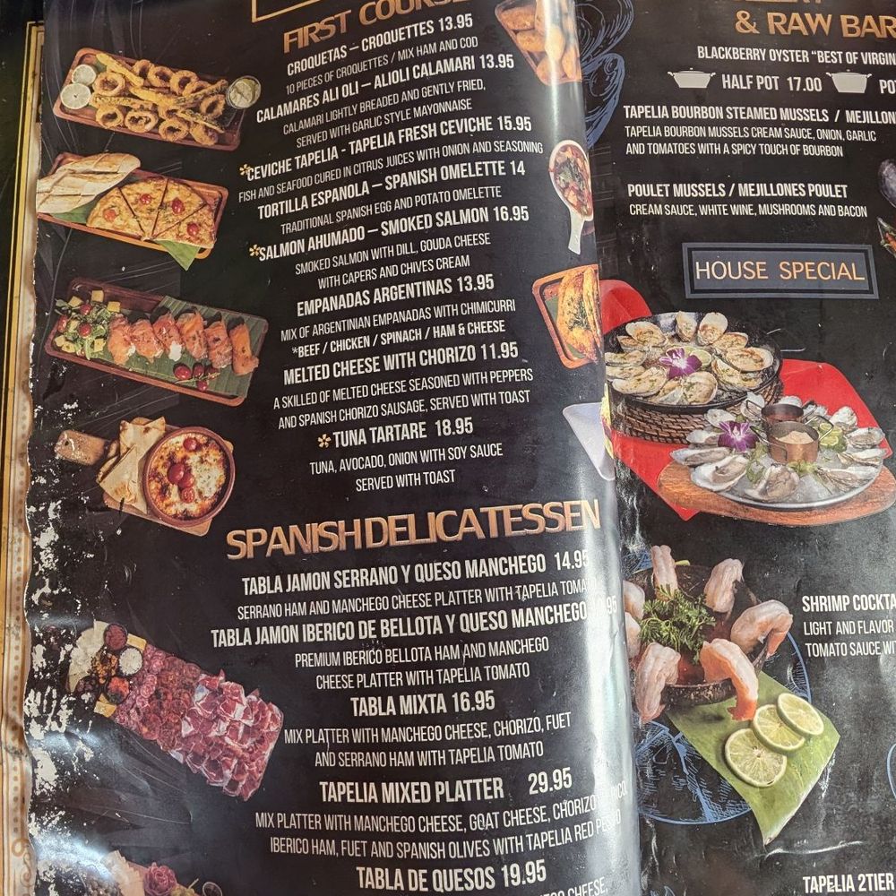 Tapelia - Lunch menu - Spanish Near Me - Miami Beach, Florida