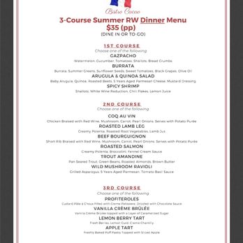 Bistro Cacao - Restaurant Week Dinner Menu - French Near Me - Washington, DC, District of Columbia Bistro Cacao - Restaurant Week Dinner Menu - French Near Me - Washington, DC, District of Columbia