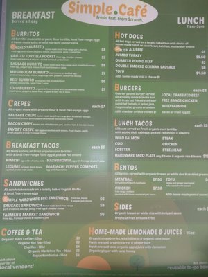 Menu photo 4 Simple Cafe Ashland, OR