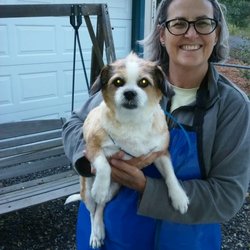 PawSpa Mobile Grooming - Owner, Melissa Whitmore with a client pup