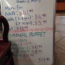 China Buffet - Buffet pricing as of April 2023.