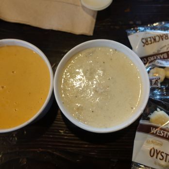 Lobster West - Lobster Bisque and New England Clam Chowder with oyster crackers - Seafood Near Me - Coronado, California