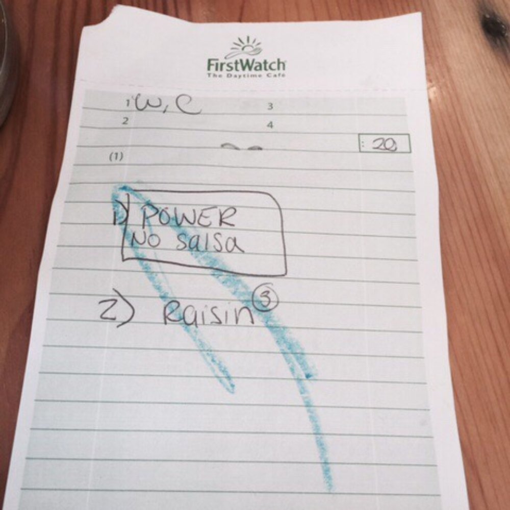 First Watch - See the server NEVER wrote no mushrooms - Cafes Near Me - Lauderdale by the Sea, Florida First Watch - See the server NEVER wrote no mushrooms - Cafes Near Me - Lauderdale by the Sea, Florida