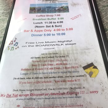Dock House Restaurant - What a clean and friendly menu! At least they set the expectations low from the beginning. - Seafood Near Me - Beaufort, North Carolina