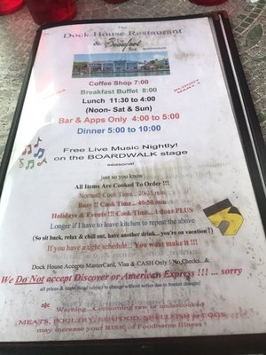 Menu photo 3 Dock House Restaurant Beaufort, NC