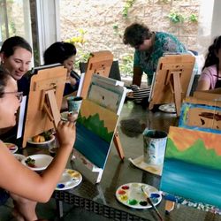 Coming along ladies. Painting and having fun!