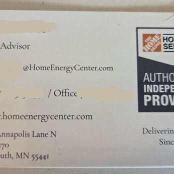 Home Energy Heating & Cooling - Business card information with specific sales person information removed for privacy - Heating & Air Conditioning/HVAC Near Me - Maple Grove, Minnesota Home Energy Heating & Cooling - Business card information with specific sales person information removed for privacy - Heating & Air Conditioning/HVAC Near Me - Maple Grove, Minnesota