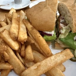 Chicken sandwich with pesto aïoli.