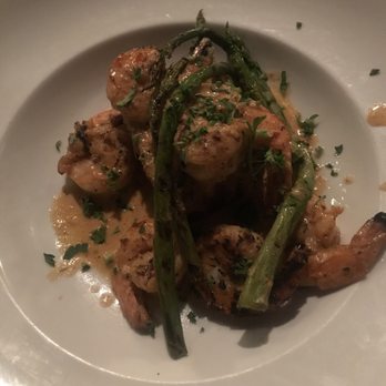 Agave Restaurant - Shrimp with grit cake and asparagus - New Mexican Cuisine Near Me - Atlanta, Georgia