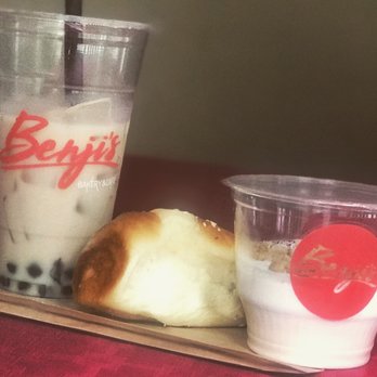 Benji's Bakery & Cafe - Milk tea with boba, papaya coconut taro bun, pumpkin spice panda cotta - Bakeries Near Me - Anchorage, Alaska