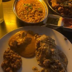 Akbar Cuisine Of India - Lentils, Veggie Tikka Masala Today's Dal Garlic-Cheese Nan