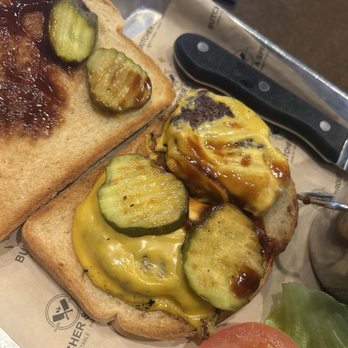 Butcher & Sprout - Pictured is the smashed melt. - Bars Near Me - Cuyahoga Falls, Ohio