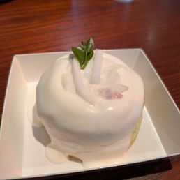 Coconut Pandan dessert - A light, not too sweet, and delectable cake made with fresh coconut meat and a delicate taste of pandan.