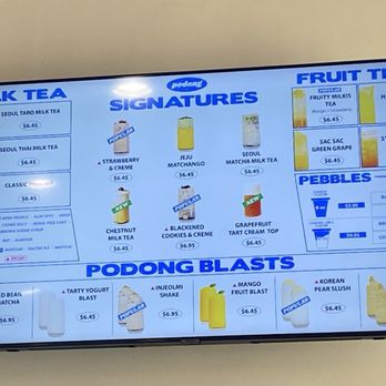Podong Seoul Tea - Menu as of 5/30/24 - Bubble Tea Near Me - La Mirada, California