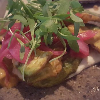 Nixtaco - Avocado Explosion (vegan): Fried avo, pickled onion, toasted chile and sesame seed oil, chipotle-peanut aioli - Mexican Near Me - Roseville, California Nixtaco - Avocado Explosion (vegan): Fried avo, pickled onion, toasted chile and sesame seed oil, chipotle-peanut aioli - Mexican Near Me - Roseville, California