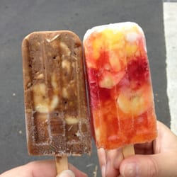 Kailani Surf Company - Homemade Popsicles. The #1 (pineapple, banana, lilikoi, papaya) and the #6 (chocolate, banana, coconut, avocado)
