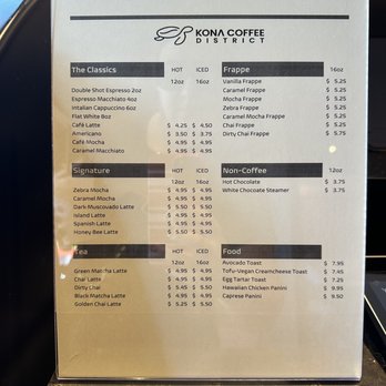 Kona Coffee District - Menu - Coffee & Tea Near Me - Lake Forest, California