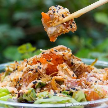 Poke Guys - a bowl of food with chopsticks - Hawaiian Near Me - Toronto, Ontario