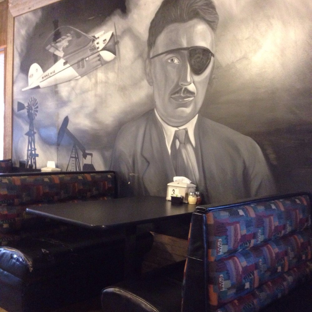 Wiley Post mural in B&W Wiley Post mural in B&W